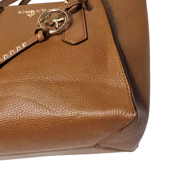 Michael Kors Purse~Satchel Crossbody~Saddle Tan Pebble Leather - Picture 12 of 16